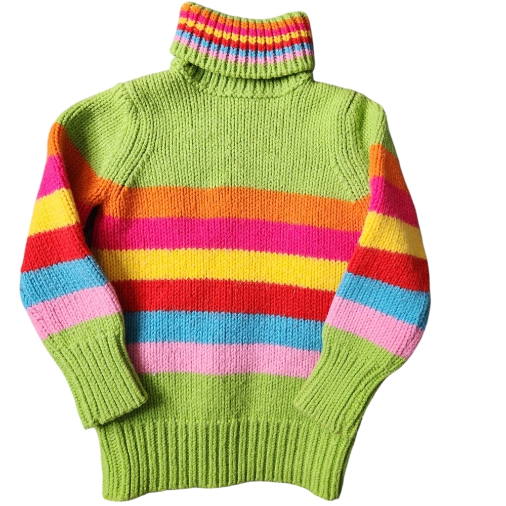 United Colors of Benetton Rainbow Turtleneck Sweater Wool Blend Kids Small Warm